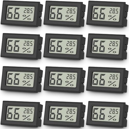 12er Set Vaikby Digital Indoor Thermometer Hygrometer, LCD Room Hygrometer Innen, Temperature Humidity Meter Luftfeuchtigkeitsmesser for Home Office Greenhouse