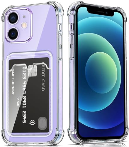 DEVASO Coque pour iPhone 12 Mini avec Porte Cartes, Souple TPU Silicone Transparente Protection de la Caméra Étui Portefeuille Lentille Anti-Rayures Carte Housse