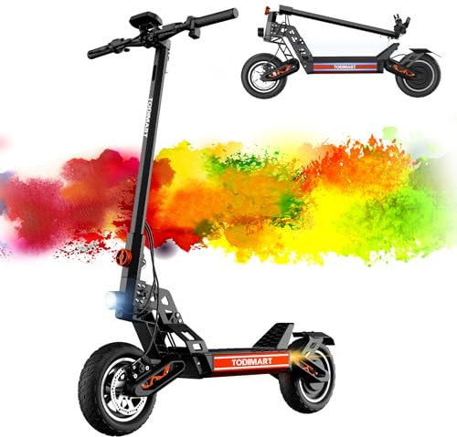 TODIMART Trottinette Electrique Adulte Professionelle S9 Moteur 1000W Batterie 48V 20.8Ah Trotinette Electrique Autonomie 55-65KM Pneus Tout-Terrain Tubeless de 10 Pouces,Noir