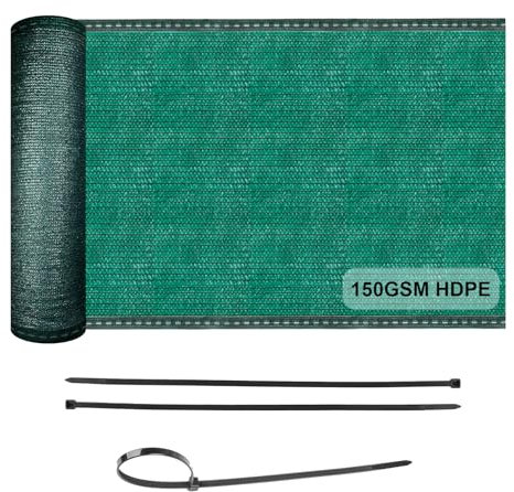COOL AREA Brise Vue Occultant 150g/m² HDPE 1x20m Protection Solaire Anti-Tears Protection Vie Privée pour Jardin et Balcon, Fixations Incluses-Vert