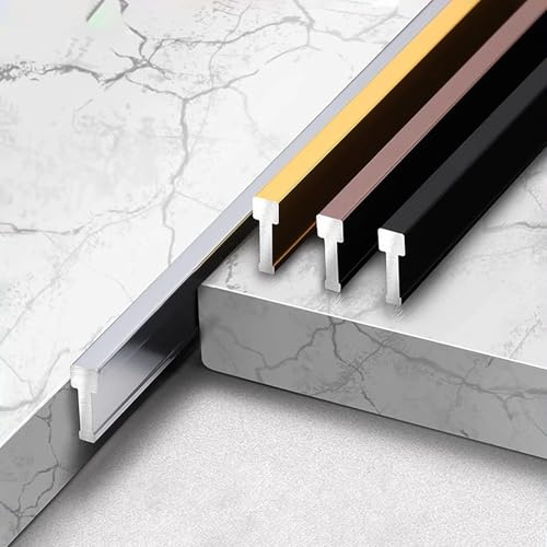 Raouoae Übergangsschiene Aus Aluminium Floor Strip Verbindungsschiene Arbeitsplatte 2 Stück 125cm Ideal Für Bodenbeläge Wie PVC, Teppich Und Laminat(Gold,Höhe: 11.6 mm)