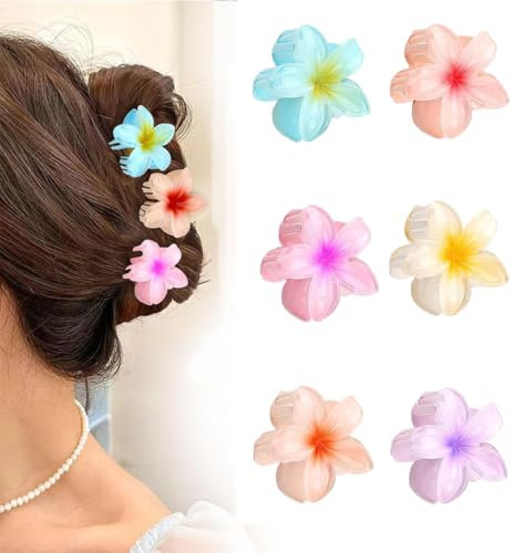 6 pcs pinzas para el pelo con diseño de flores, pinzas pelo mujer,accesorios para el cabello de hawái,pinzas antideslizantes para mujer,regalos para mujeres y adolescentes,4cm