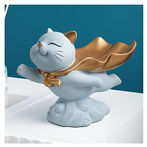 Home Decor Statue,Skulptur Katze Harz Figur Tablett Ation Statue Wohnzimmer Dekor Ornament Housewarming Geschenke Kunst Skulptur Handwerk/Blau
