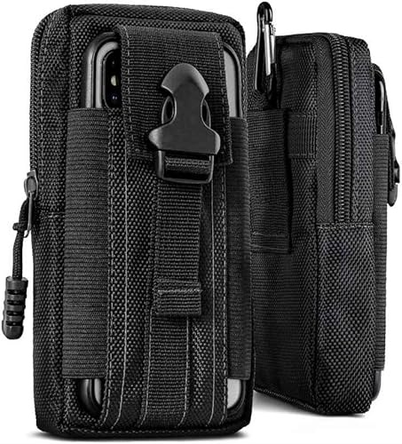 ONEFLOW Survival Case für Nokia 235 4G (2024) Handy Gürteltasche aus Nylon mit Karabiner, Taktische EDC Tasche mit Gürtel Halterung, Etui Handyhülle Outdoor Handytasche, Schwarz