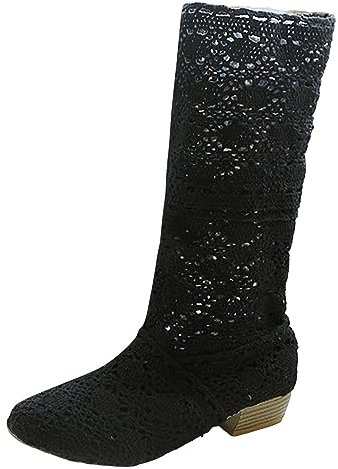 Stivali da Donna Invernali Stivali Donna Estivi Traforati Stivali Equitazione Donna Stivali con Zeppa Stivali Monta Western Stivali Indianini Stivali Bianchi Donna (Nero, 37)