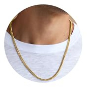 Esrael Echtes Silber/14K Echtes Gold Plattierte Kubanische Kette für Männer und Jungen