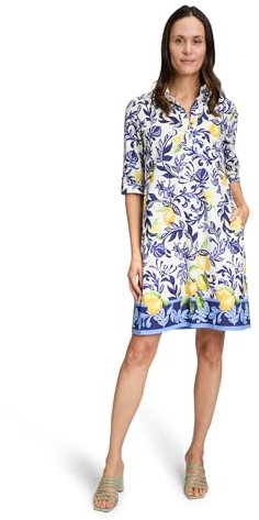 Vera Mont Damen Hemdblusenkleid mit Taschen 40, Nature/Blue