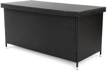 di volio Gartenbox Belia, Auflagenbox 870 L, mit abschließbarem Deckel, wasserdicht & wetterfest, für Kissen oder Gartengeräte, bis 220 kg (Schwarz)