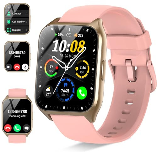 Smart Watch for Women Answer/Make Calls, 1.85 Touch Screen Fitness Watch with Heart Rate/Sleep Monitor/Step Counter, 110+ Sports Activity Tracker, IP68 Waterproof Smartwatch for Android/iOS Pink