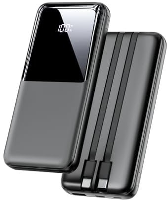 Batterie Externe 26800mAh, Power Bank avec 3 Ports et 2 Câbles Intégrés, Powerbank de Chargement Rapide USB C Chargeur Portable Compatible avec iPhone 16 15 14 13 Samsung Galaxy, Noir