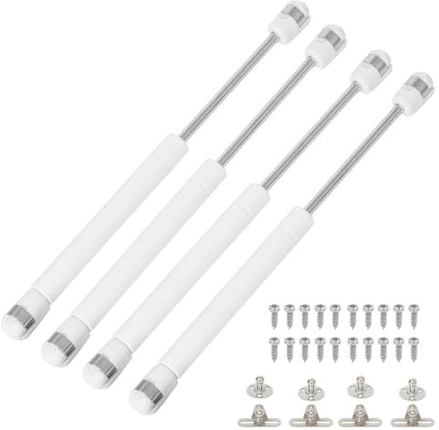 Bohaner 100N Gas Struts 4Pcs Cabinet Door Hinges Lift Up Spring Flap White Gas Strut Support Stay Bar Kitchen Cupboard Box 100N Pressure