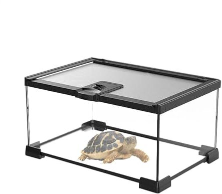 Aquarium pour reptiles et amphibiens | Habitat pour petit animal de compagnie | Cage à tortues | Terrarium en verre pour tortues, geckos et lézards | Petit habitat pour animaux de compagnie pour