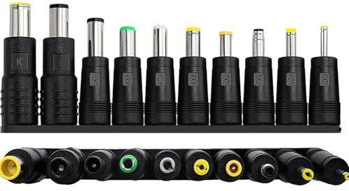 GQunit 10Pcs DC Charger Adapter Tips Kit, Universal Black 14mm x 35.6mm for Laptop Notebook Power Supply Compatible with Dell Toshiba Lenovo and More