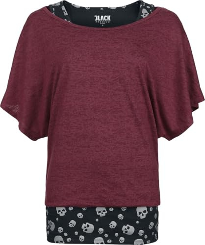 Black Premium by EMP Damen Bordeaux-schwarzes T-Shirt und Top Doppelpack M