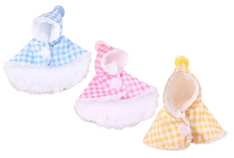 POPETPOP 3pcs Parrot Cape Plush Plaid Cloak for Small Birds Cozy Winter Apparel for Outdoor Use Warm Bird Clothing for Parrots for Cold Weather Protection
