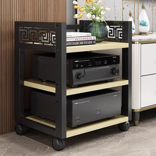 KLYDBMYT Stereo Cabinet AV Component Media Stand MultiTier Audio Rack Rolling Audio Tower FloorStanding Audio Cabinet CD Player Stand Adjustable Corner Shelf Hifi Rack(White maple,3 Tier)