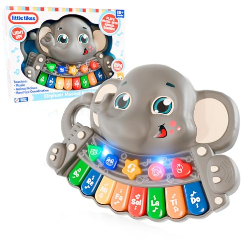 Little Tikes Elephant Musical Keyboard Toy, 18 Months+ | Baby Piano Lights Up, Plays Music & Animal Sounds, BPA-Free, Safety Tested, Educational Toy for Toddlers