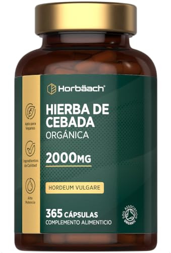 Erba d'Orzo Biologica 2000 mg | 365 Capsule Vegane | Estratto di Hordeum Vulgare | Scorta per 4 Mesi | Alto Dosaggio | Integratore Alimentare | Horbaach