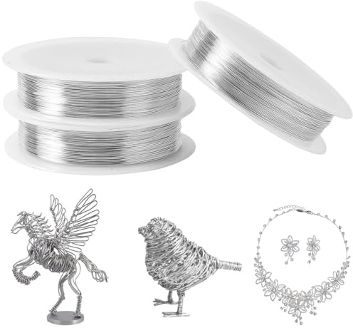 120m X ø 0.5mm Basteldraht, Modellierdraht Edelstahldraht, Draht Basteln Silber, Schmuckdraht, Metalldraht, Biegbarer Bindedraht für Schmuckherstellung, Biegedraht zum Basteln, Heimwerken