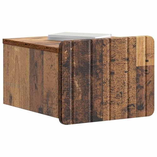 vidaXL Wandmontierter Nachttisch 2 pcs Altholz 33 x 34,5 x 24 cm, Vintage rechteckiger Wandschrank, viel Stauraum für Wohnzimmer, stylische minimalistische Schlafzimmerregale