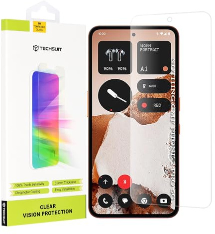 Techsuit Displayschutzfolie für Nothing CMF Phone 2 Pro Gehärtetes Glas mit 9H Härte, Hüllentauglich, Stoßschutz, Oleophobe Beschichtung, Anti Fingerabdruck, Blasenfrei, Clear Vision