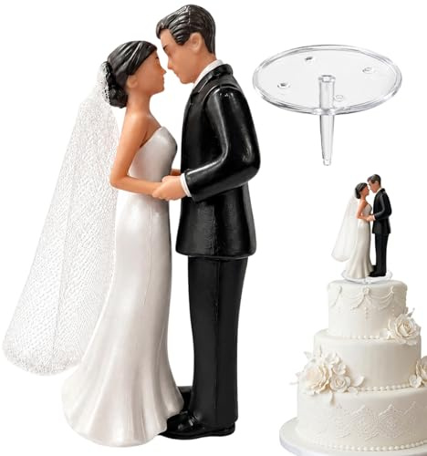 2 Stück Set Mit Sockel, Brautpaar Figuren Torte, Hochzeitstorte Deko Mit Brautpaar Figuren Set, Elegante Brautpaars Figurens Für Hochzeitskuchen