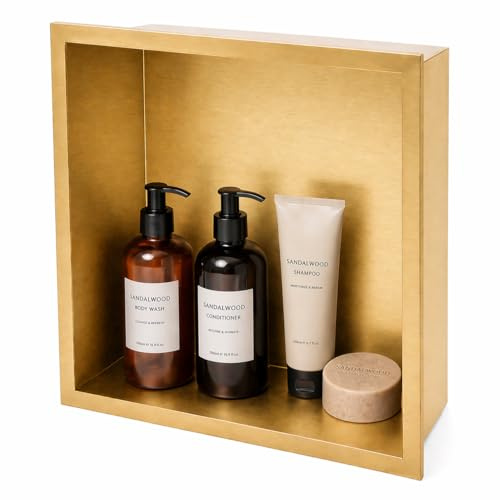 Galyon Hornacina Ducha Empotrable 33x33 cm Acero Inoxidable S.304 Nicho Baño Pared | Estante Ducha Integrado Anticorrosión Nicho de Ducha Empotrable | MEDIMEX Atlantic
