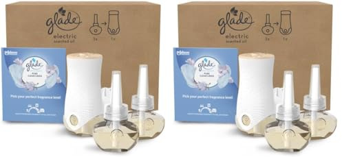 Glade Plug in Air Freshener Holder and Refill, Electric Scented Oil Room Air Freshener, Clean Linen, 1 Holder and 3 Refills (3 x 20ml) (Pack of 2)