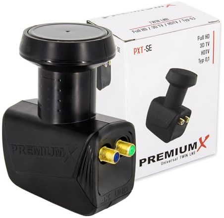 Premium X Twin LNB - 2Fach - für 2 Teilnehmer - 4K Full HD - mit Wetterschutz und LTE Filter für Satellitenschüssel Digital TV Fernseher SAT Receiver - Schwarz