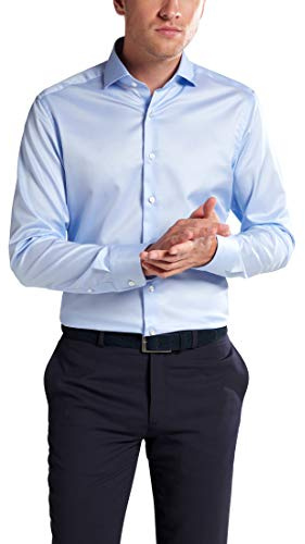 Eterna Long Sleeve Shirt Slim FIT Twill uni Light Blue