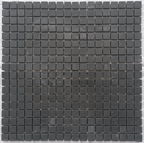 Estile Mosaico Mosaikfliese Schiefer Anthrazit 30x30 cm matt Naturstein Matte Fliesen Schwarz 1 stück