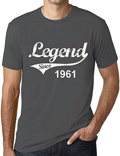 Men's Graphic T-Shirt Legend Since 1961 62nd Birthday Gift 1961 Short Sleeve Vintage Tee 62 Years Novelty Mouse Grey 4XL