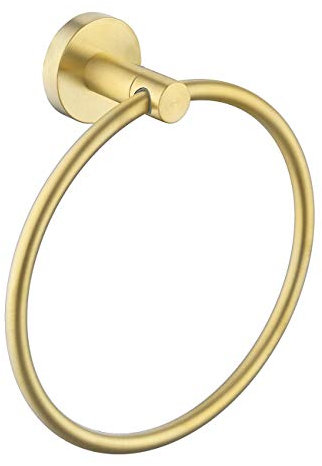 KES Hand Towel Holder Brushed Gold, Round Towel Ring Gold Towel Hanger Wall Mounted SUS304 Stainless Steel, A2180DG-BZ