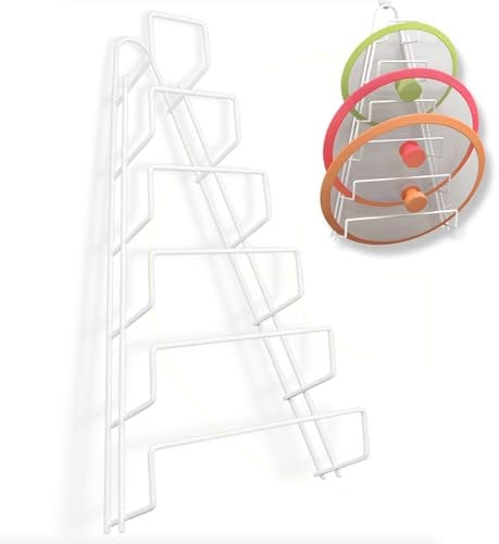 Gravidus Topfdeckelhalter für 6 Deckel - Ideal für Ordnung und Schnellzugriff in Weiß - Wand- und Schrankmontage - Maße: ca. 23 x 7 x 42 cm aus Kunststoff