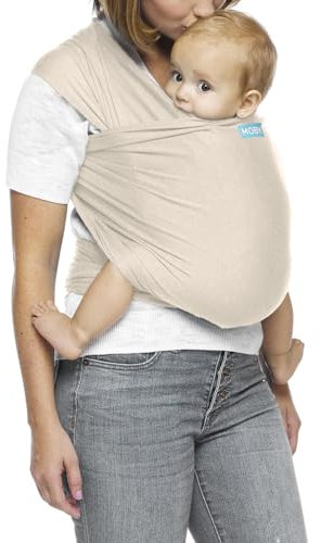 Moby Evolution Babytragetuch in Mandel, für Neugeborene bis Kleinkinder bis zu 13,6 kg, Babytragetuch ab Geburt, Einheitsgröße, atmungsaktiv, dehnbar aus 70% Viskose 30% Baumwolle, Unisex