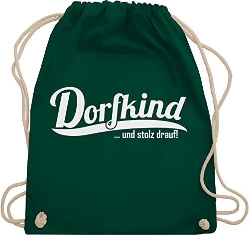 Turnbeutel Rucksack - Sprüche Statement mit Spruch - Dorfkind und stolz drauf I Landleben I Dorfkinder - Unisize - Dunkelgrün - rucksäcke bin beutel+rucksack+mit+sprüchen sprueche dorf beutel