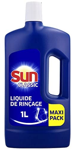 SUN - Classic Liquide de Rinçage - Evite que la vaisselle ne se décolore - accélère le séchage de la vaisselle - vaisselle étincelante - 1L (L'emballage peut varier)
