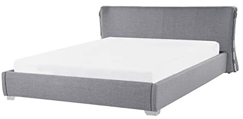 Beliani Polsterbett Leinenoptik grau Lattenrost 160 x 200 cm Paris