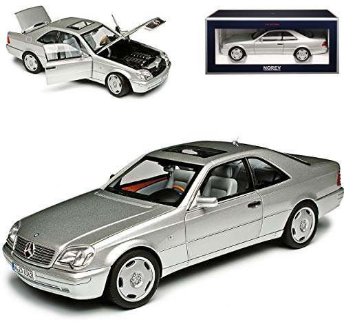 Mercedes-Benz S-Klasse Coupe CL600 C140 Silber Metallic 1992-1998 1/18 Norev Modell Auto mit individiuellem Wunschkennzeichen