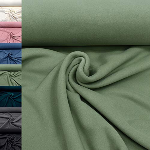 MAGAM-Stoffe Antonia Bio Fleece Stoff 100% Baumwolle Meterware 50cm (6. Salbei-Grün)
