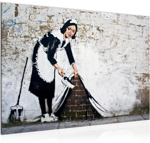 Runa Art Bild Maid Banksy Modern Wandbilder Loft Wohnzimmer 1 Teilig - Made In Germany - Street Art Grau Flur 301715b