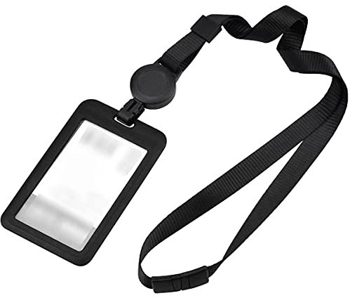 Lanyard Schlüsselband Schwarz Lang Umhängeband mit Abtrennbarer Clip ID Kartenhalter mit Band Kunststoff Ausweishalter zum Ausweishüllen Arbeitskarte ID-Karten Schule Arbeitsplatz Business Ausstellung