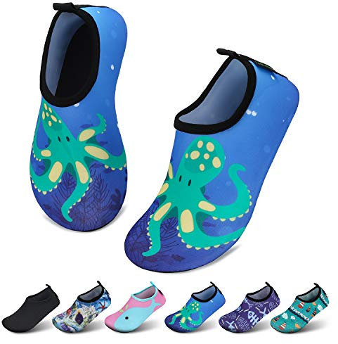 SAGUARO Chaussures d'eau pour Enfants Garçons et Filles Chaussettes Antidérapantes à Séchage Rapide Chaussures de Sport Aquatique pour Enfants Pieuvre Bleue 20/21 EU