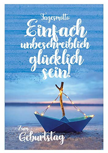 KE - Exklusive Maritim Geburtstagskarte, DIN B6 Klappkarte mit Umschlag, Ideal für Seefahrer und Meerliebhaber - Motiv: Papierbötchen
