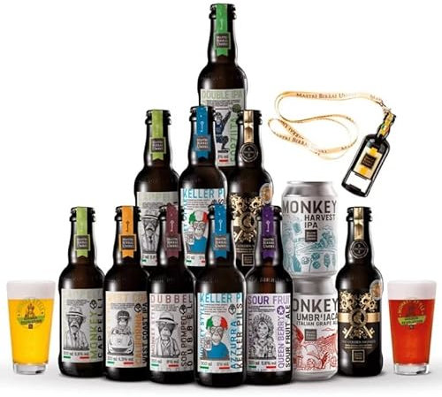 Mastri Birrai Umbri - Monkey Social Beer Box - Un box speciale con ben 12 birre della nostra linea Monkey (+ 2 bicchieri Mastri Birrai Umbri e un cavatappi esclusivo)