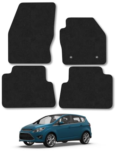 Fits Ford C-Max (2011-2015) Carpet Car Mats | Tailored Fit Carpet Floor Mats non Slip Black Trim Full Coverage Compatible Accessory Front Rear Anti Slip