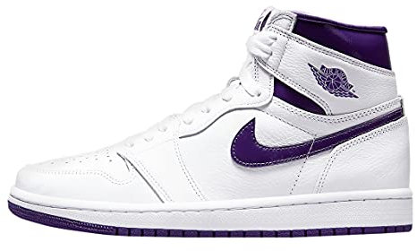 Jordan 1 High OG CD0461 151, Scarpe sportive alte da donna, bianco/viola (Court Purple White/Court Purple), Bianco/Viola corto., 42.5 EU