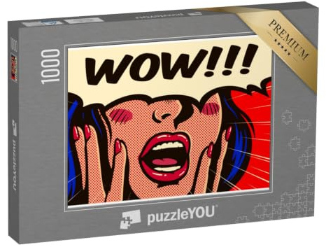 puzzleYOU: Puzzle 1000 Teile „Retro-Pop-Art: Frau mit offenem Mund: Wow!“ – aus der Puzzle-Kollektion Comic