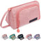 KUNQUN Großes Federmäppchen, 2 Fach Mäppchen Federmappe mit Tragegriff, Tragbare Büro Schreibwaren Organizer Stift Etui Niedliche Federtasche für Schule Büro Mädchen Damen (Rosa)