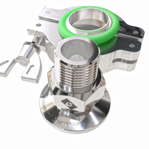 bmotiontech 1/2 MNPT to KF25 flange fitting adapter with Al wing nut clamp & SS centering ring (ISO-KF KF25 QF25 NW25) (1/2 MNPT with Al clamp set)